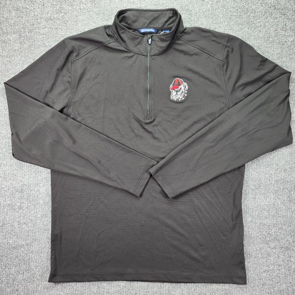 Georgia Bulldogs UGA 1/4 Zip Pullover Mens Large Tall Black Cutter Buck Stretch